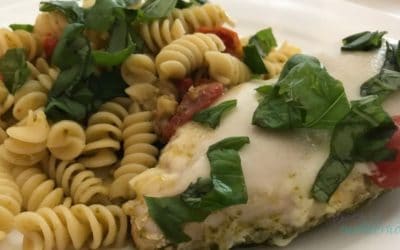 Slow Cooker Caprese Pasta with Chicken and Pesto
