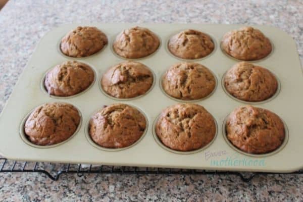 12 Banana Muffins in the pan after cooking